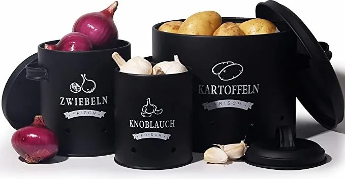 Theo&amp;Cleo – Retro stílusú zöldségtároló szett (fekete)