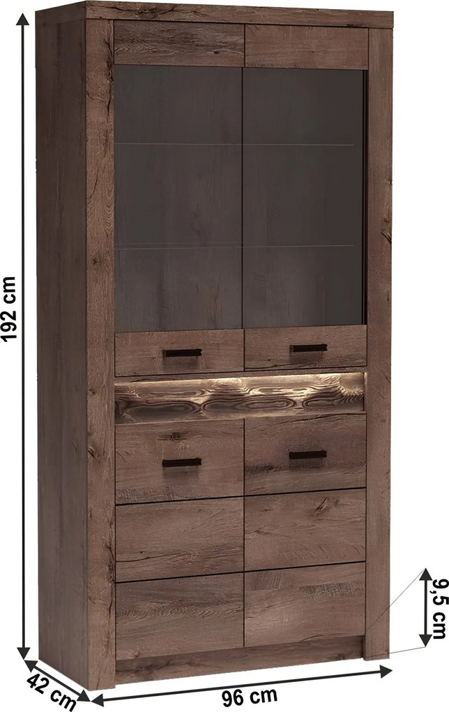 Vitrines szekrény, kőris sötét, INFINITY I-03