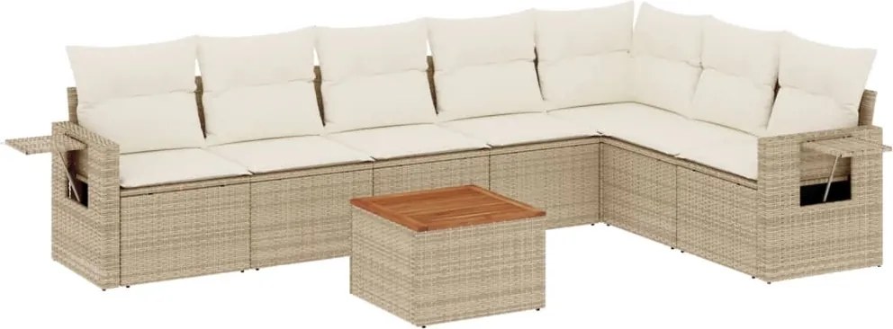 vidaXL 8 részes bézs polyrattan kerti ülőgarnitúra párnával