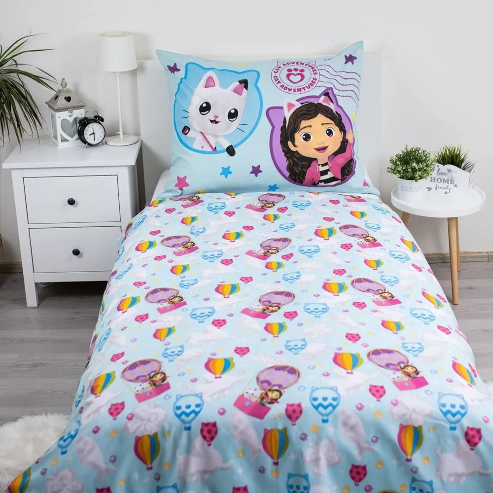 Egyszemélyes pamut gyerek ágyneműhuzat 140x200 cm Gabby's Dollhouse "Balloon" – Jerry Fabrics