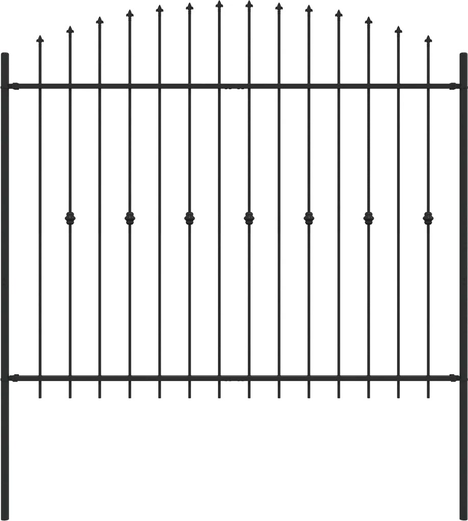 vidaXL Tüskés kerítés Fekete 200 x 200 cm Porszórt acél
