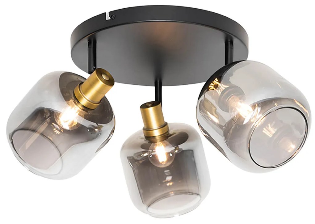 Okos mennyezeti spotlámpa fekete arannyal és füstüveggel, 3 Wi-Fi P45-össel - Zuzanna