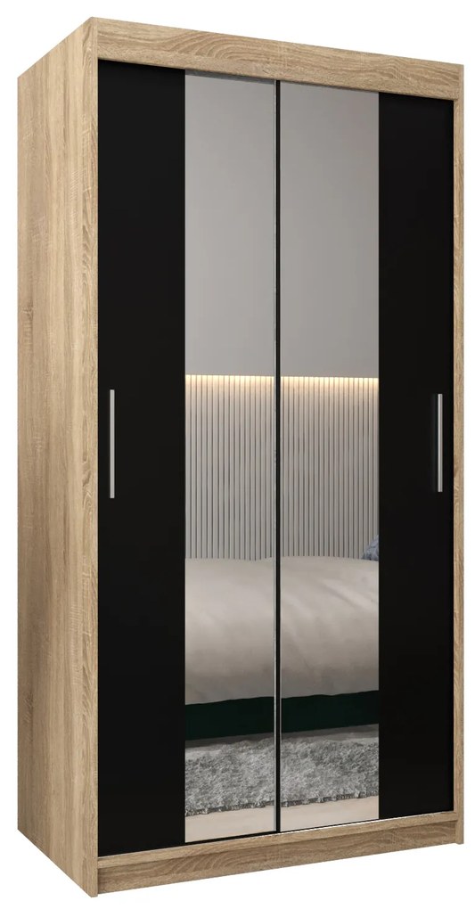 Ruhásszekrény 100 cm Toki 1 (szonoma tölgy + matt fekete). 1064885