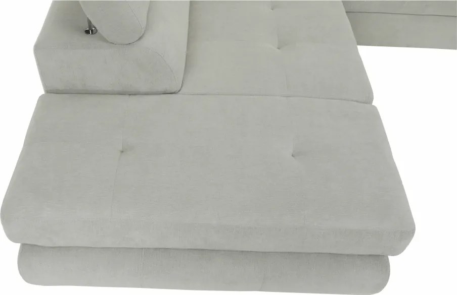 Ülőgarnitúra tárolóhellyel, világosszürke, szövet, balos, BUTON R