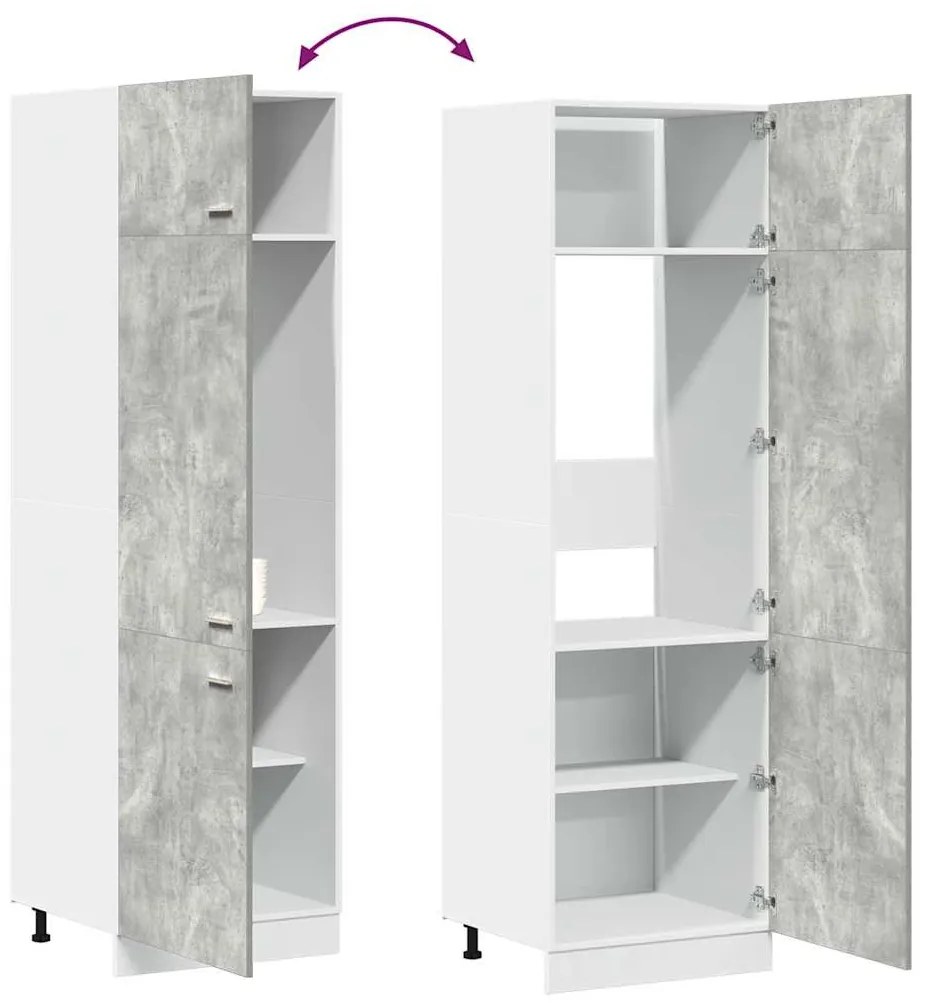 betonszürke forgácslap szekrény hűtőhöz 60 x 57 x 207 cm