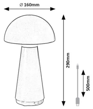 Rabalux 76007 - LED Dimmelhető érintős újratölthető asztali lámpa ISHTAR 3W/5V 2000mAh IP44