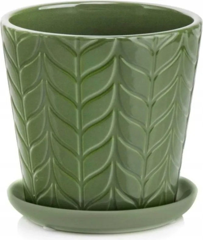 Kerámia Virágtartó Állvánnyal 14 x 14 cm Zöld