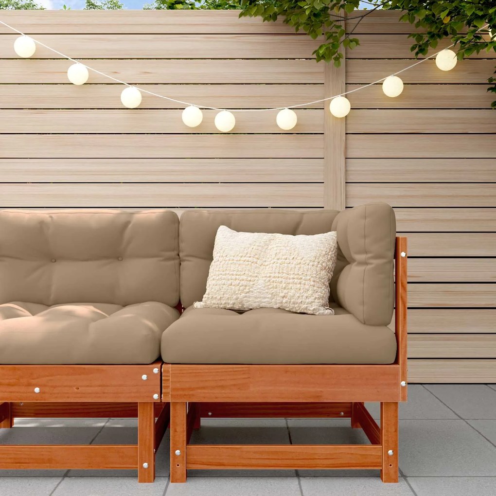 vidaXL Kerti Sarokkanapé Tömör fenyő Viaszbarna