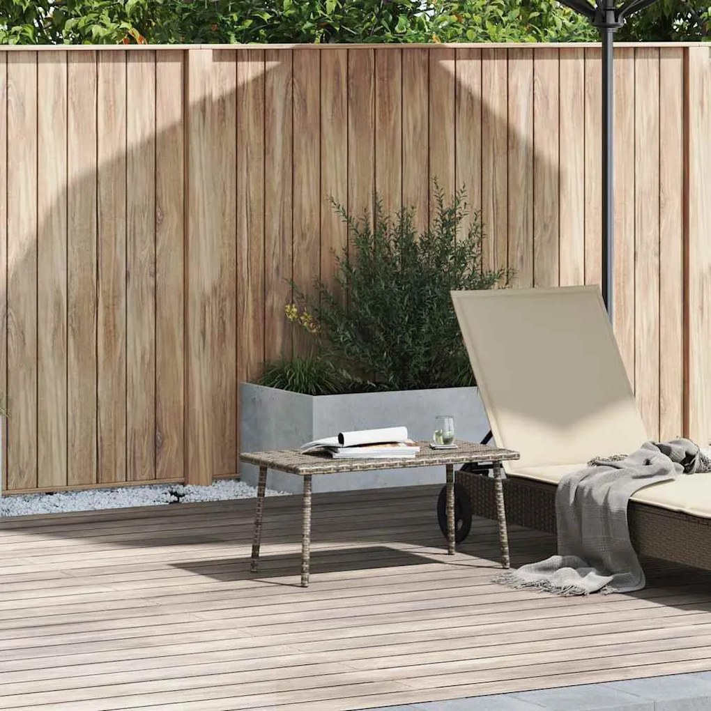 téglalap szürke polyrattan kerti dohányzóasztal 80x40x37cm