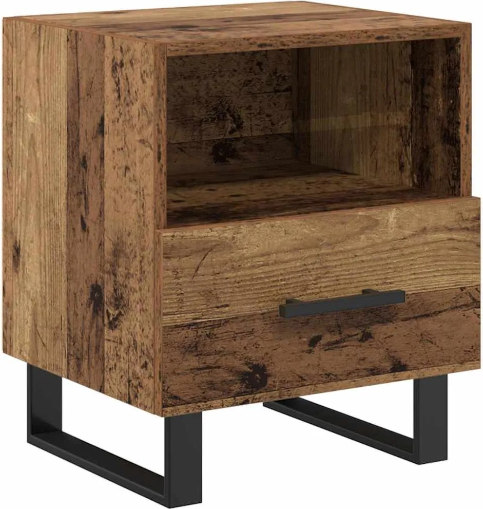 vidaXL Éjjeliszekrény fiókkal Öreg fa 40 x 35 x 47,5 cm Faanyag