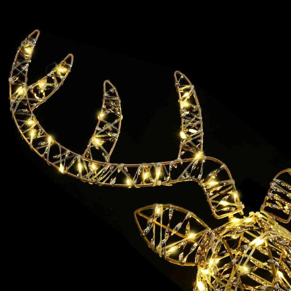 Rénszarvas húzta szán 140 LED-del Meleg fehér 60 cm Rattan