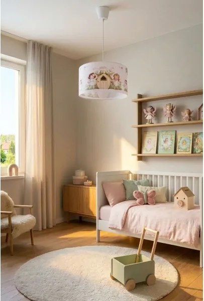 Brilagi - LED gyerekszoba csillár zsinóron BOBO 1xE27/60W/230V átm. 35 cm rózsaszín/tündérek