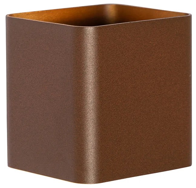 Modern fali lámpa rozsdabarna LED-del, IP54 négyzet alakú - Evi