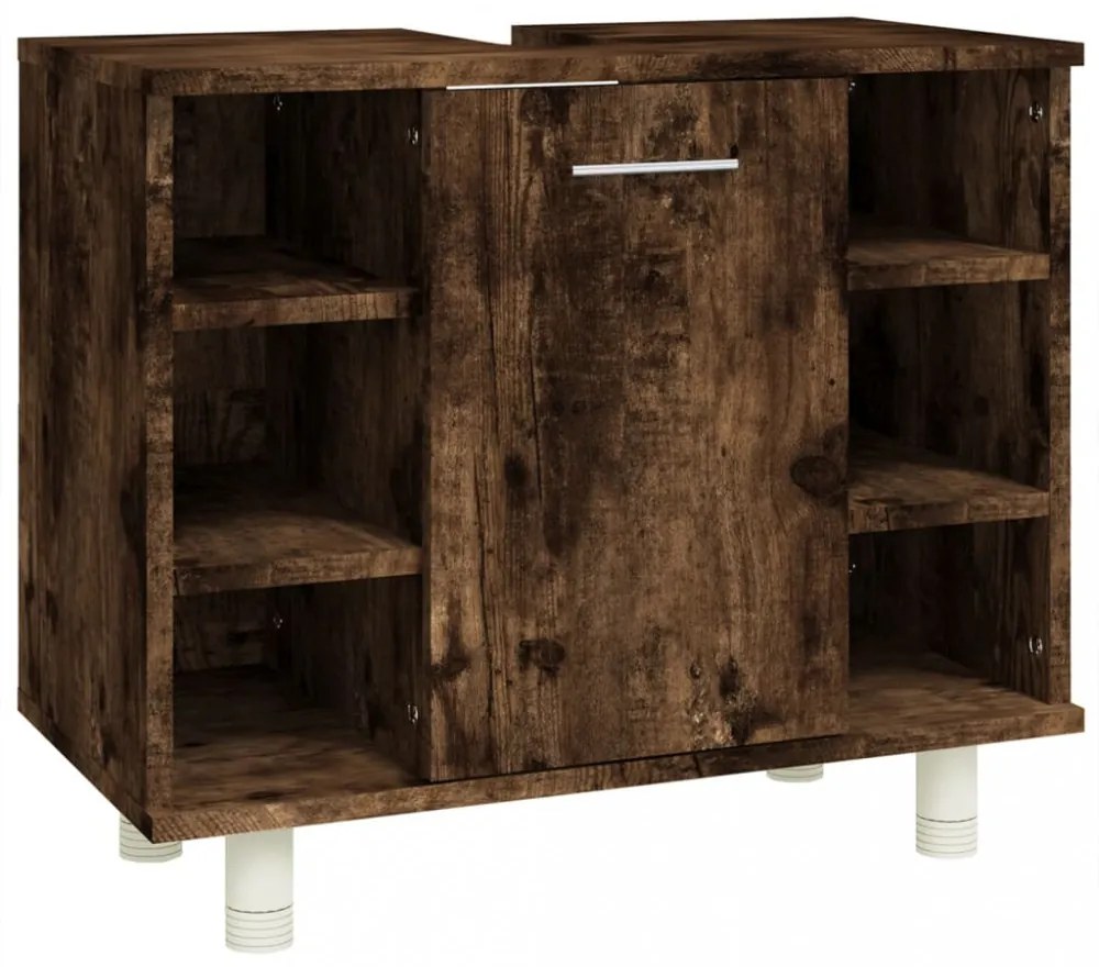 vidaXL füstös tölgy színű szerelt fa fürdőszobaszekrény 60x32x53,5 cm