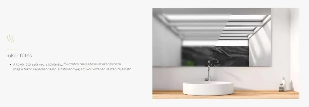 Viva AURA fürdőszoba tükör -érintőkapcsoló - páramenetesítővel - órával - LED - KEREK - átmérő 60 cm