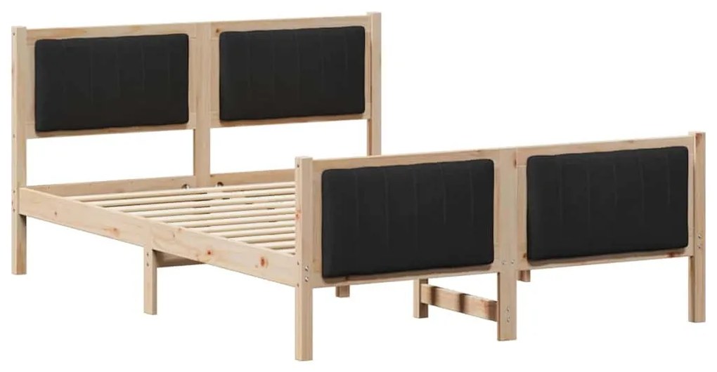 Ágykeret fejtámlával Barna és fekete 140 x 200 cm Tömör fenyőfa