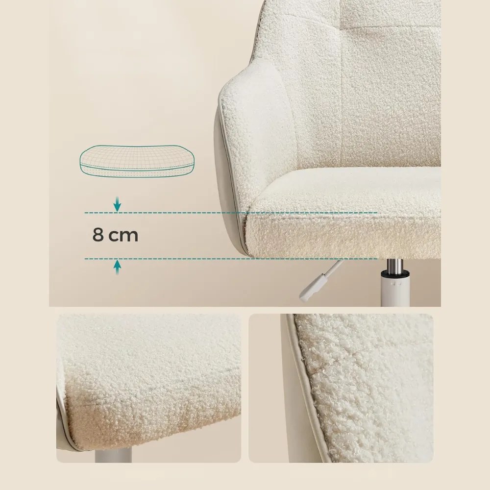 SABINA irodai szék, max. 110 kg, fehér/bézs SongmicsHome