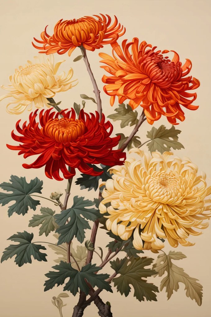 Poszter 61x91,5cm Táncoló krizantémok