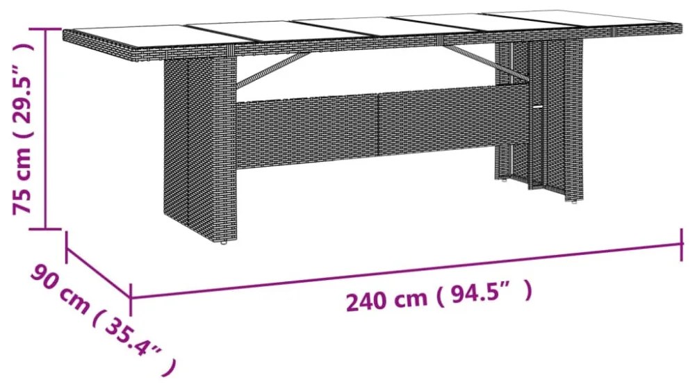 vidaXL 9 részes bézs polyrattan kerti étkezőgarnitúra párnákkal