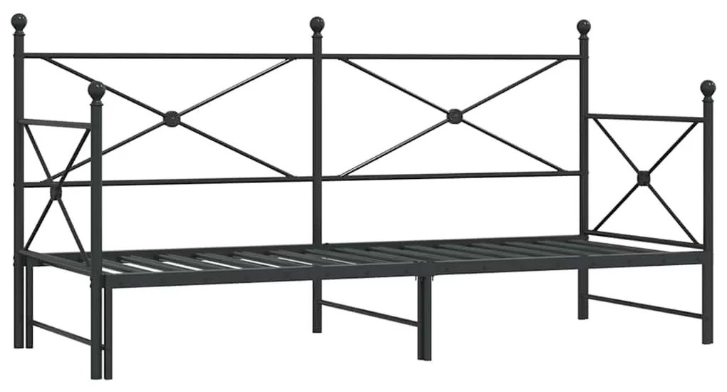 kihúzható kanapéágy matrac nélkül fekete 90x190 cm acél