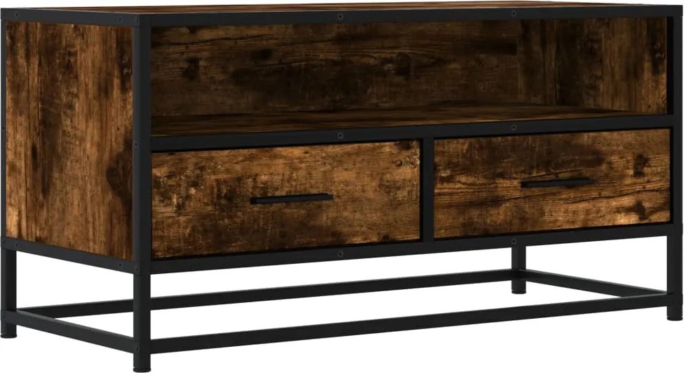 vidaXL füstös tölgy színű szerelt fa és fém TV-szekrény 80x34,5x40 cm