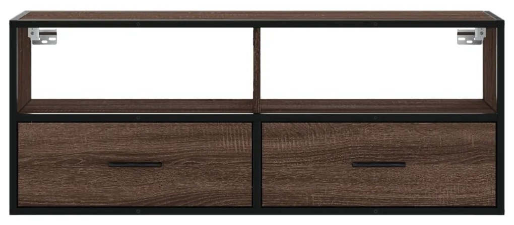 barna tölgy színű szerelt fa és fém TV-szekrény 100x31x39,5 cm