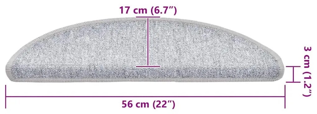 30 db világosszürke lépcsőszőnyeg 56x17x3 cm
