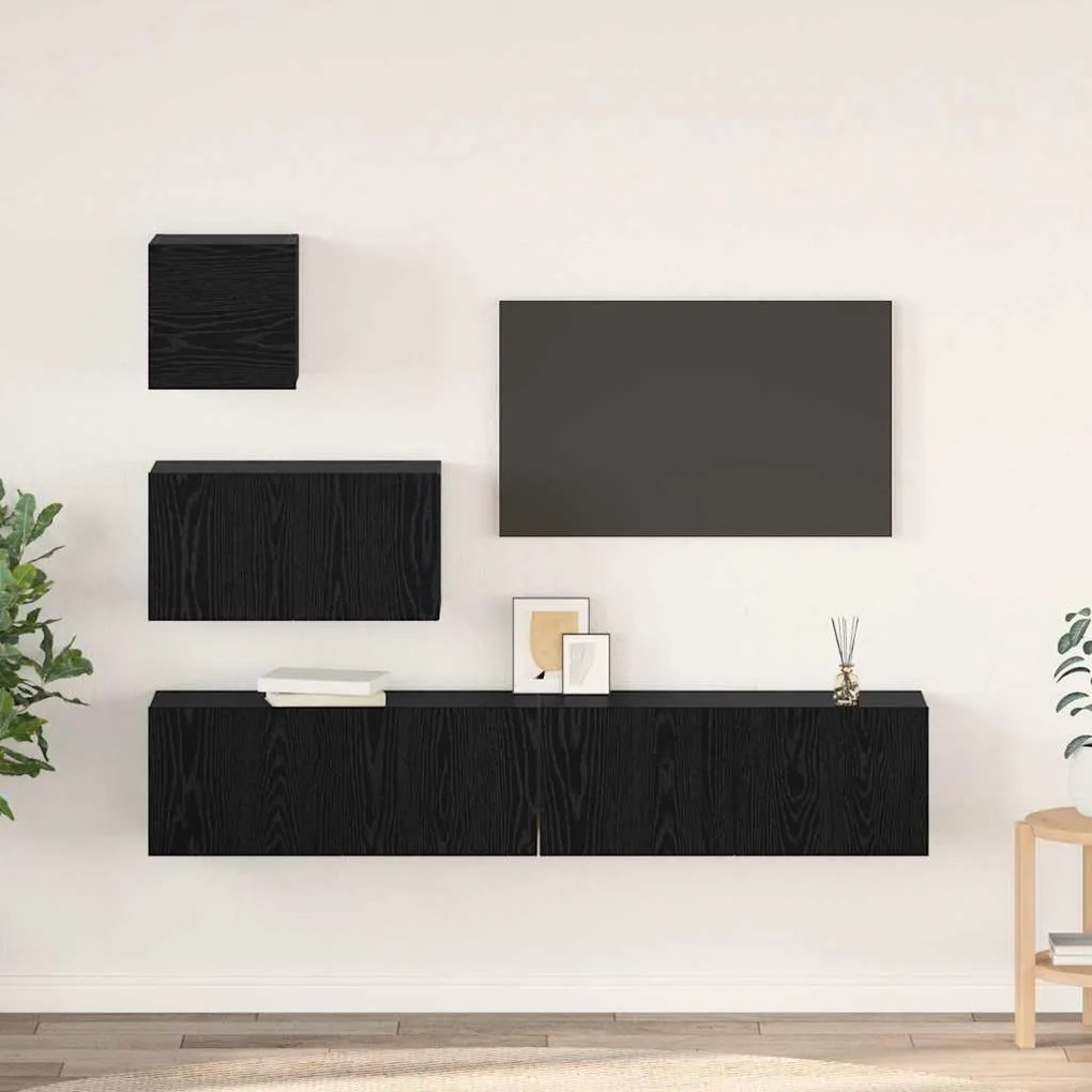 Fali TV Szekrény 4 pcs Musta tammi 80 x 30 x 30.5 cm Faanyag