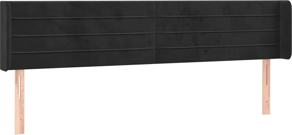 vidaXL fekete bársony szárnyas fejtámla 183x16x78/88 cm