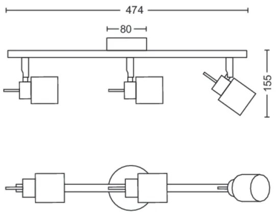 Philips - Spotlámpa MERANTI 3xGU10/35W/230V fekete