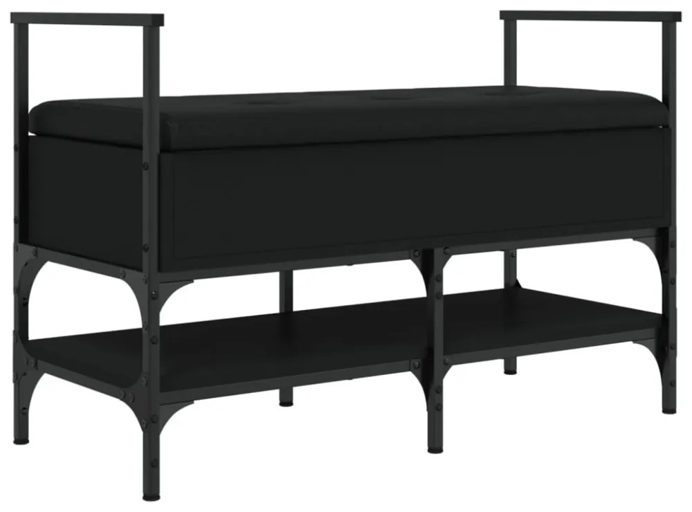 fekete szerelt fa cipőtároló pad 85,5 x 42 x 57,5 cm