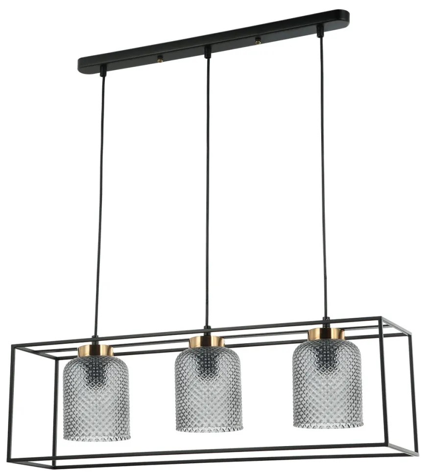 ITALUX PND-23231-3-BK-SG SINELLA Többágú Függesztett Lámpa Fekete, Füstös E27 IP20