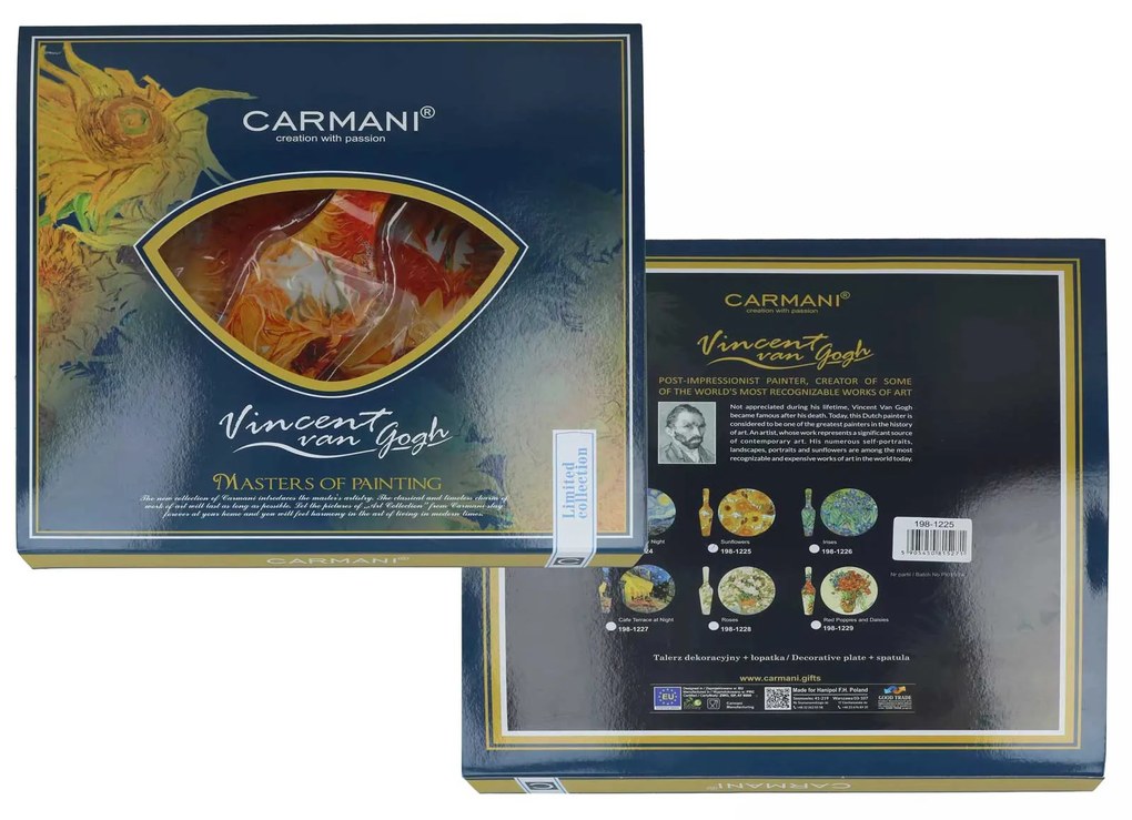 Üveg süteményes tortatál lapáttal Van Gogh Napraforgók