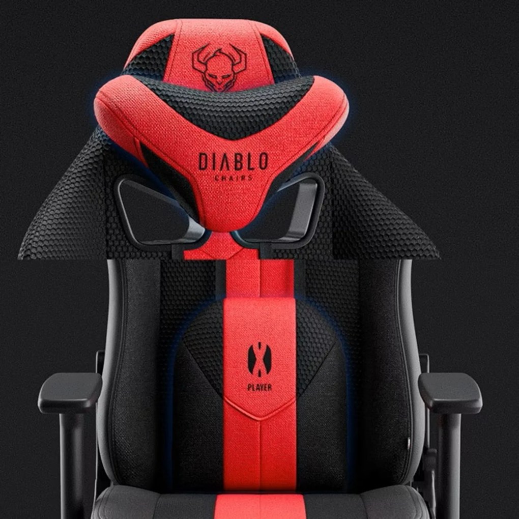 Gamer szék szövet karmazsin-antracit Normal Size: Diablo X-Player 2.0