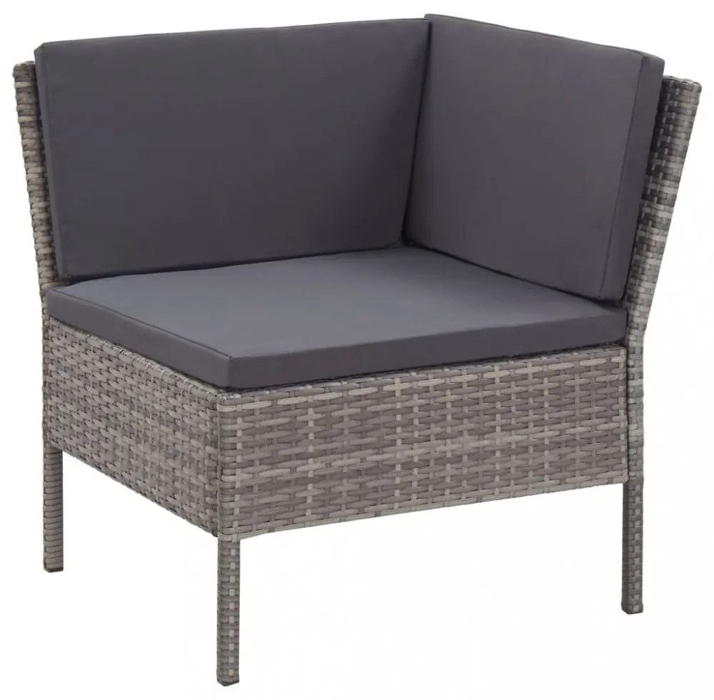 vidaXL 3-részes szürke polyrattan kerti ülőgarnitúra párnákkal