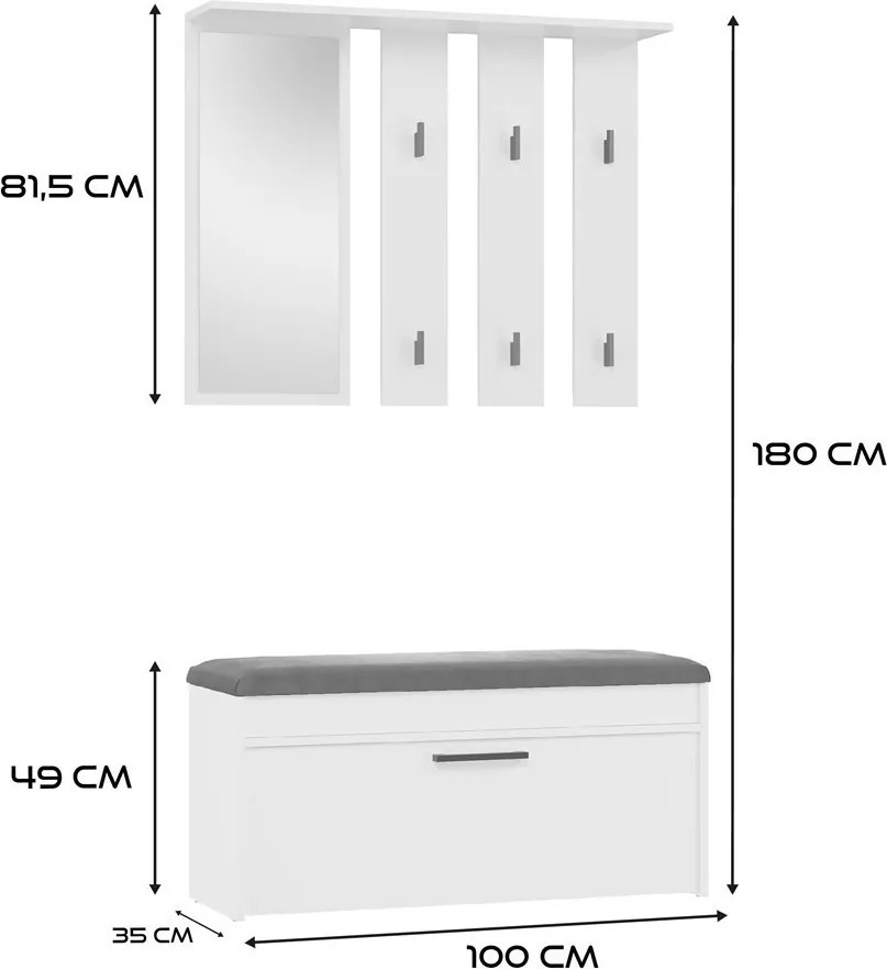 Parma előszobafal, fehér