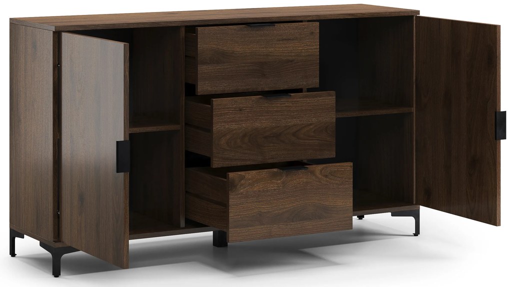 Mazzoni LANA K-150S komód Elegáns Dió - 2 AJTÓS FIÓKOS KOMÓD