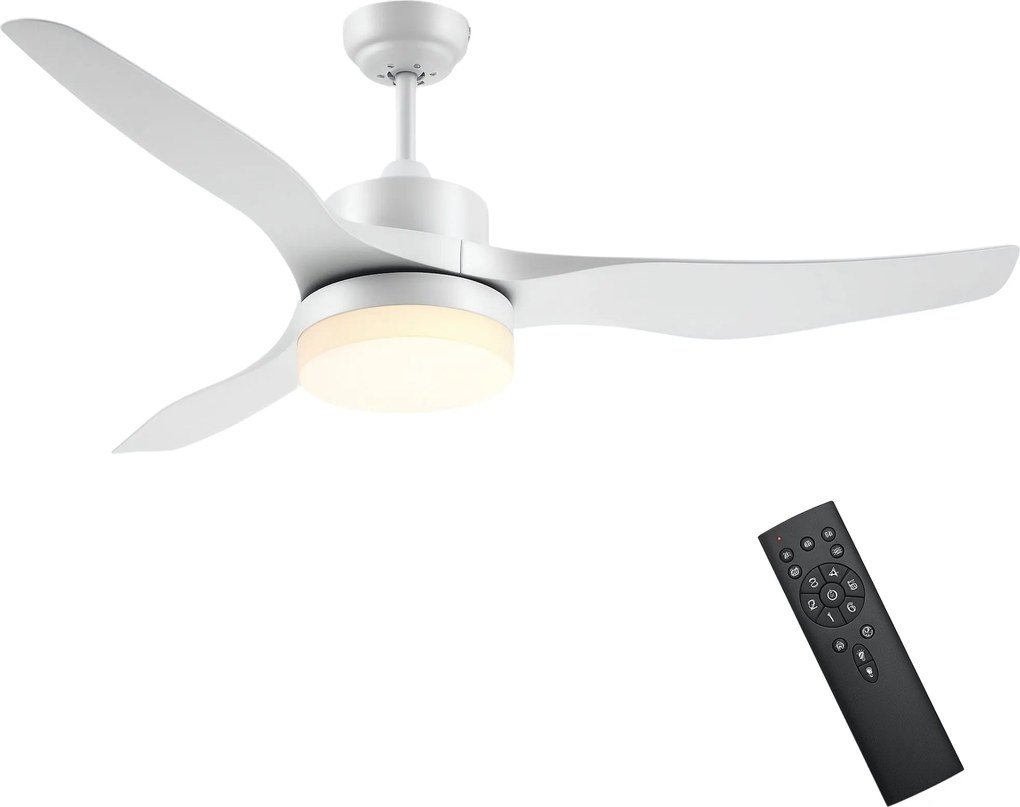 HOMCOM Mennyezeti Ventilátor LED Világítással, Visszafelé Forgatható LED Mennyezetifény, 6 Sebesség, 3 Fény Szín, Mennyezeti Lámpa Távvezérlővel, Időz