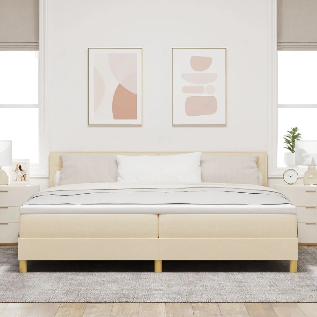 Box Spring Ágy Matraccal Krém 200x200 cm Szövet