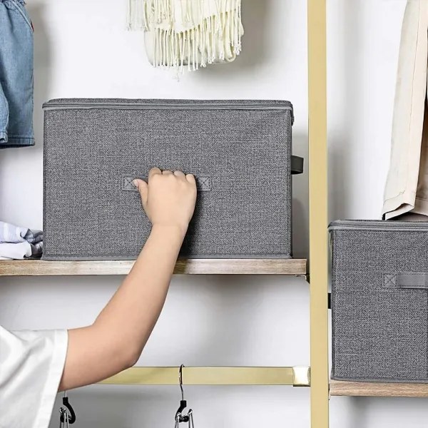 CURAN 3 darabos cipzáras tárolódoboz szett, szürke