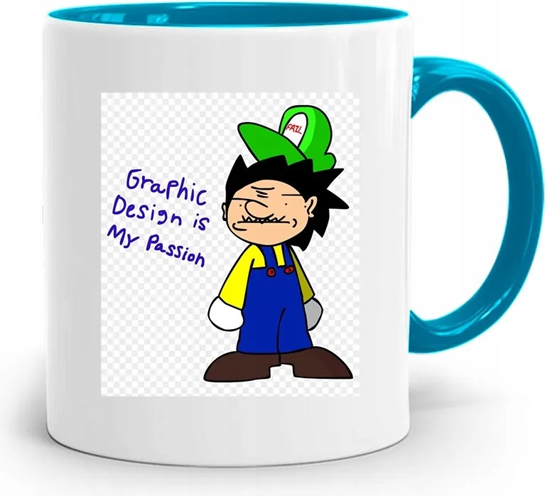 Kék Bögre Ajándék Grafika Graphic Desgin nyomtatott fényképpel