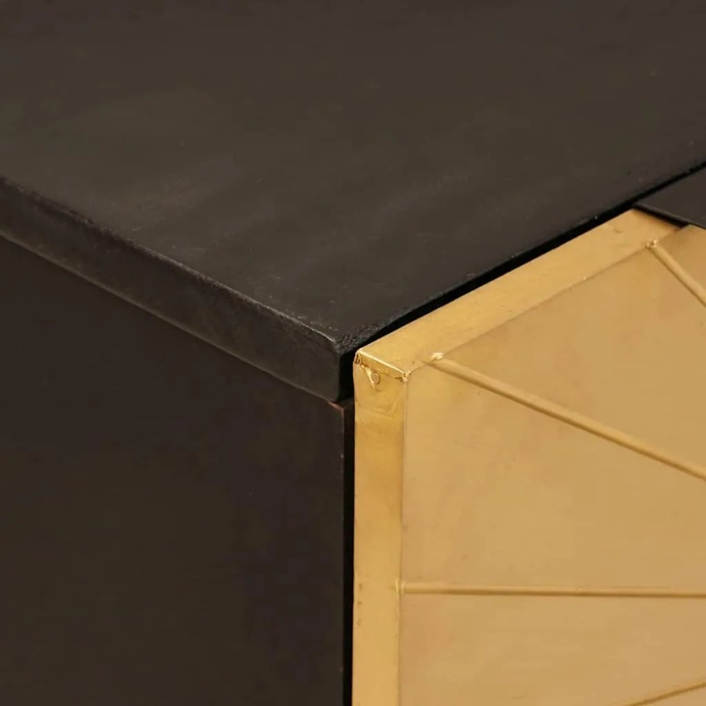 Széf 2 pcs Fekete és Arany 60 x 33 x 75 cm tömör mangófa