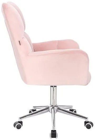 HR650K Púderrózsaszín modern velúr szék krómozott lábbal