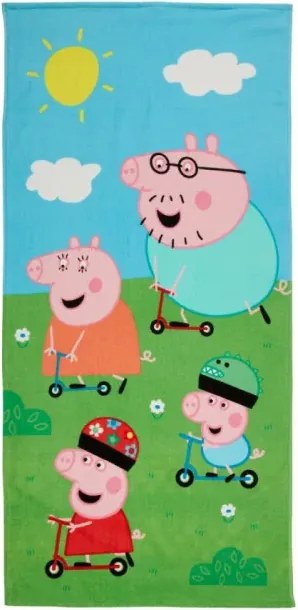 Gyerek strand fürdőlepedő PEPPA MALAC 70x140 cm színes, 100% pamut velúr