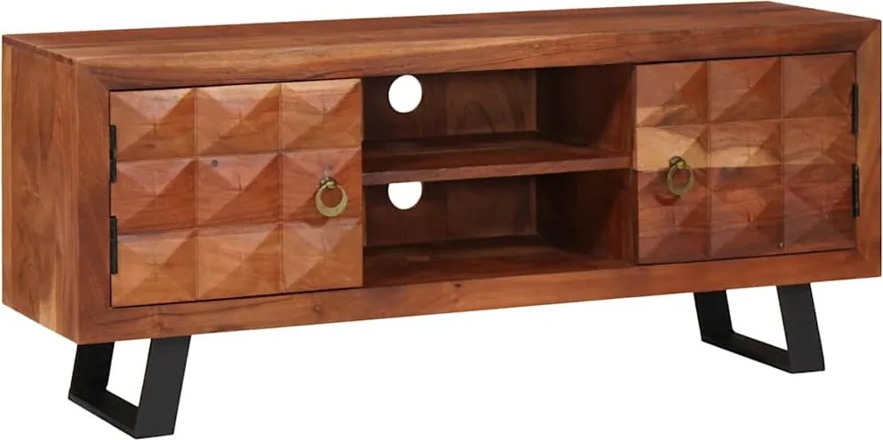 vidaXL TV szekrény polcokkal mézbarna 112 x 30 x 48 cm tömör akácfa