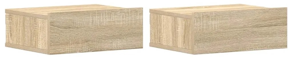 2 db sonoma tölgy szerelt fa függő éjjeliszekrény 40x30x15 cm
