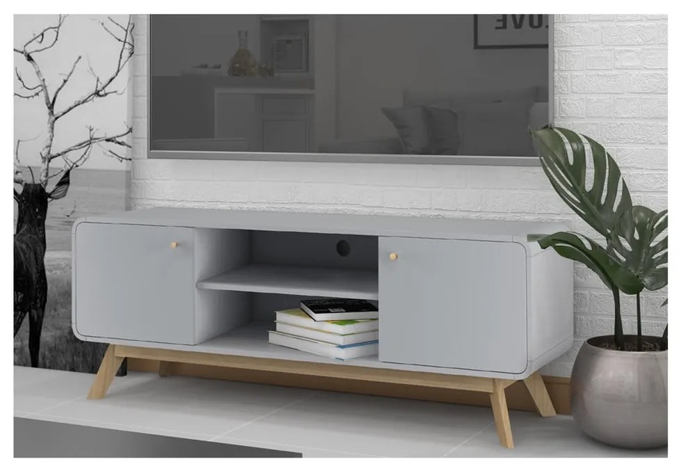 Szürke TV-állvány 140x53 cm Caitlin – Støraa