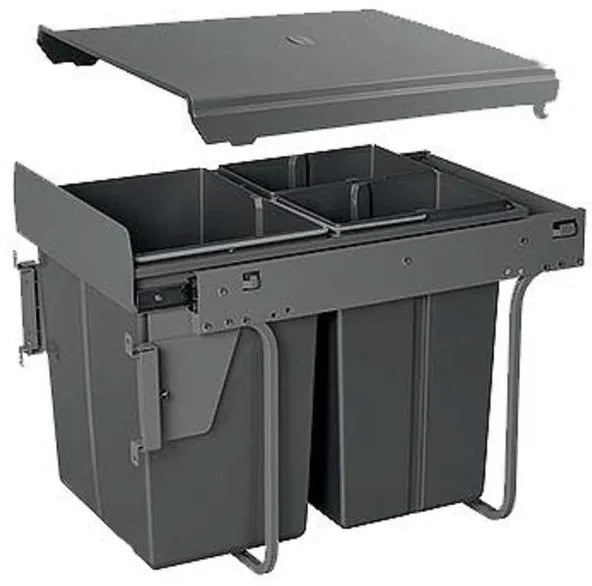 Hulladékgyűjtő GTV Practi Eco 400, szelektív, frontkihúzású, lágy záródás, 2x10+20 L edénnyel, fedéllel