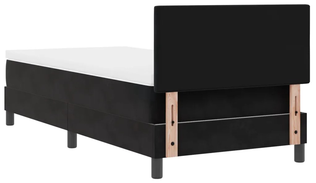 Boxspring Ágy Matraccal Fekete 90x200 cm Bársony