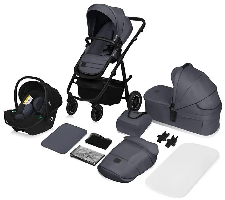 Lionelo - AMBER PLUS 3 az 1-ben kombinált babakocsi, grafit